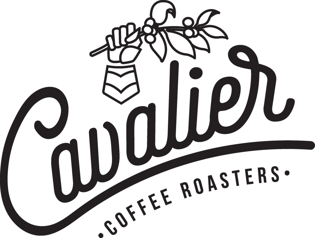 Cavalier Coffee Roasters logo featuring a hand holding coffee branches, symbolizing quality sourcing and roasting for Sunday Coffee's specialty offerings.