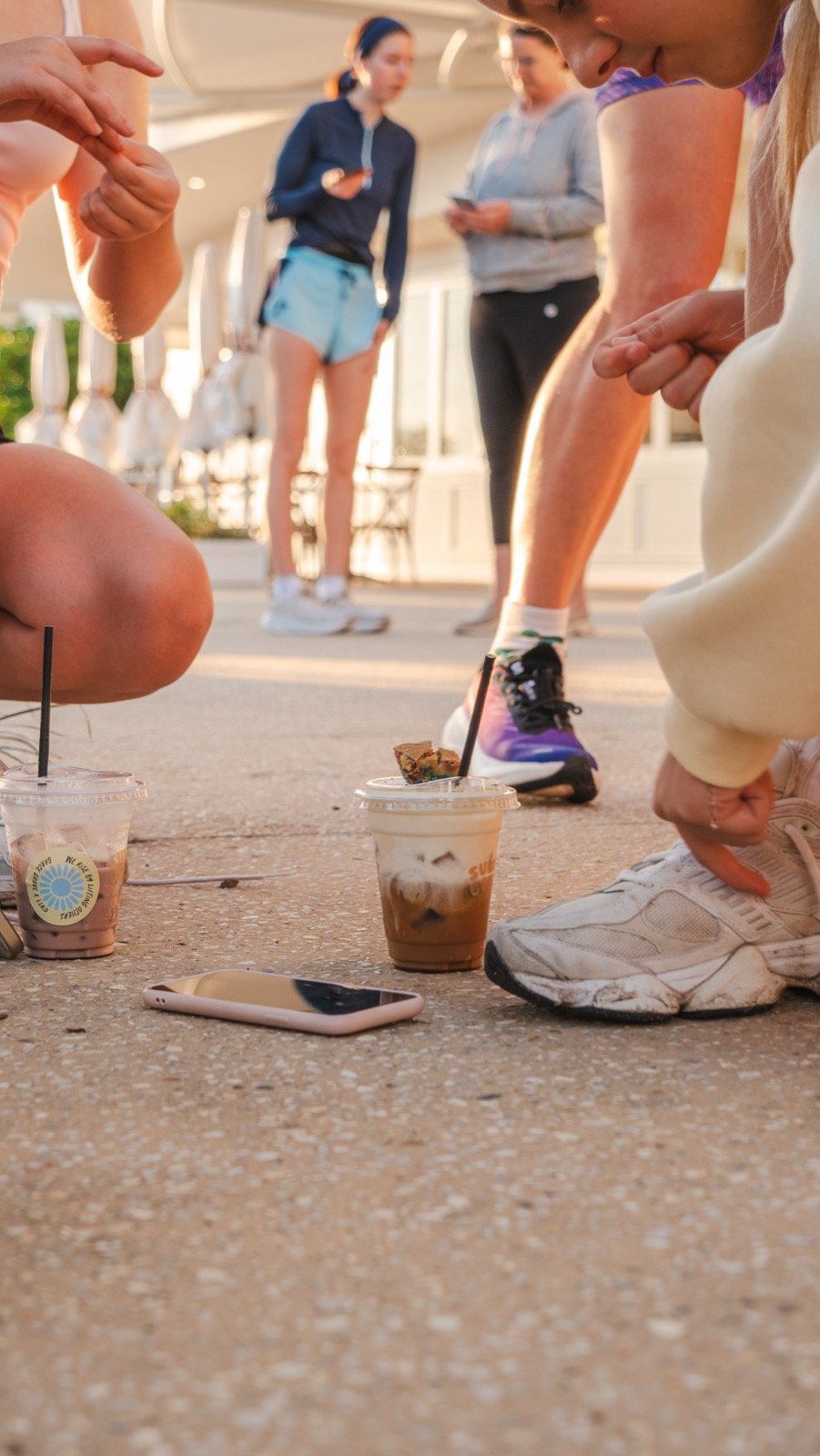 Post-run iced coffees with runners at Sunday Coffee Bokarina